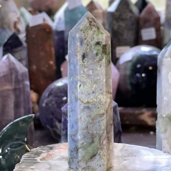 Moss Agate Crystal Point! - Picture 5 of 5